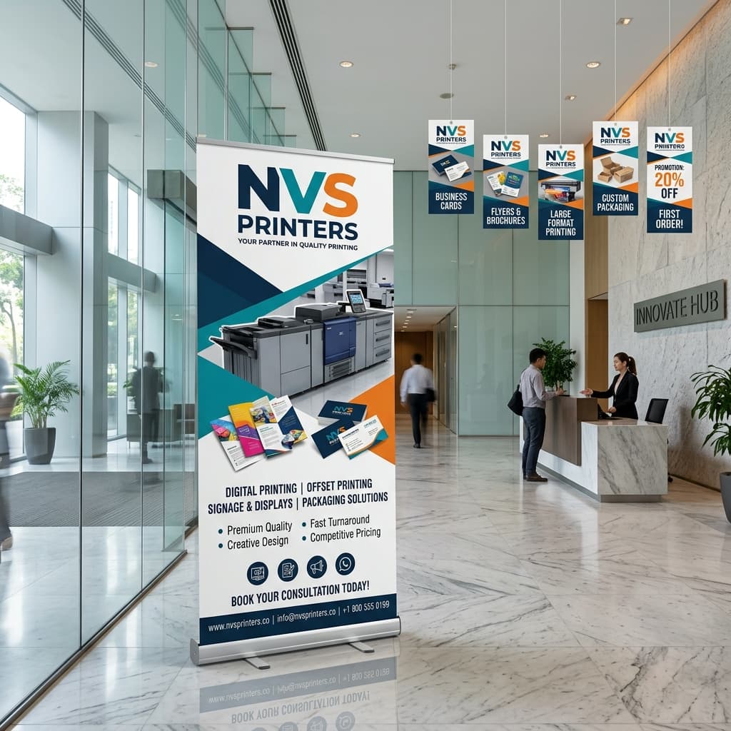 Marketing collateral printing Hyderabad — standees roll-up banners