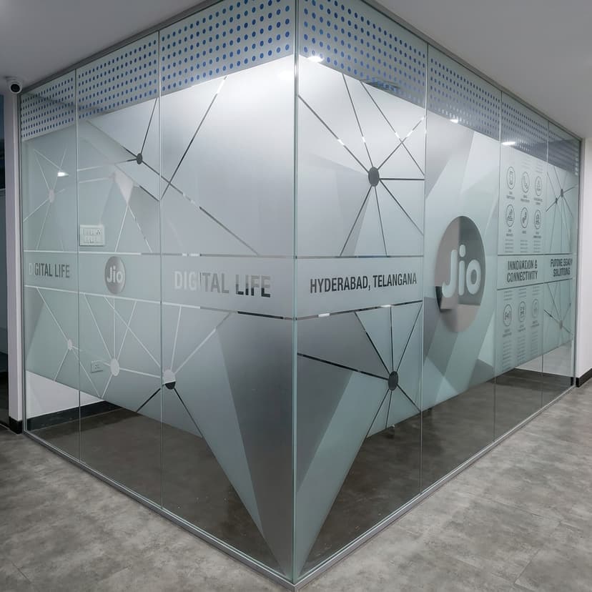 Office wall vinyl wraps and frosted glass branding Hyderabad